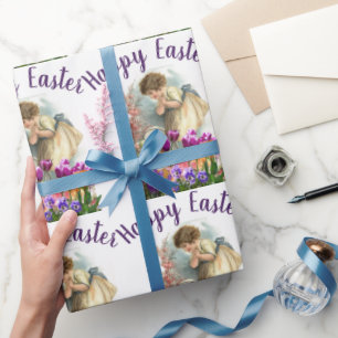 Vintages OsterGirl mit Tulip-Blume Geschenkpapier