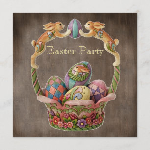 Vintages Osterhasen-u. Ei-Ostern-Party Einladung
