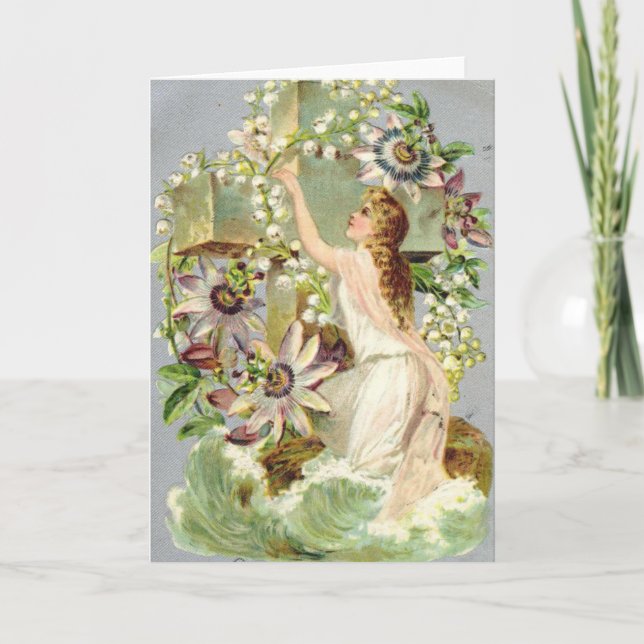 Vintages Osterkreuz Feiertagskarte (Vorderseite)