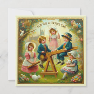 Vintages Ostern ~FÜR EUCH ZUR OSTZEIT ~Kinder ~ Feiertagskarte