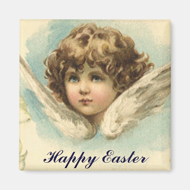 Vintages Ostern, Viktorianischer Engel mit Lily-Bl Magnet (Vorne)