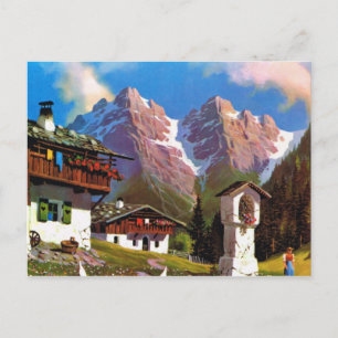 Vintages Österreich, Bildstock, Tiroler Dorf Postkarte