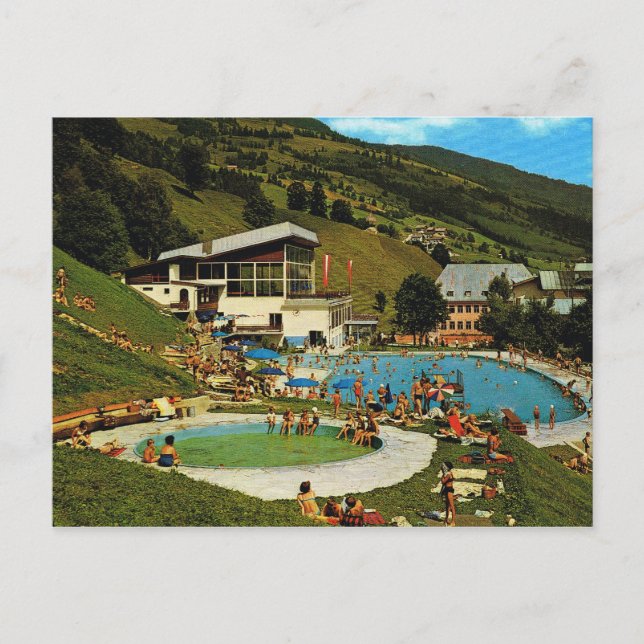 Vintages Österreich, Salbach Schwimmbad, Tirol Postkarte (Vorderseite)