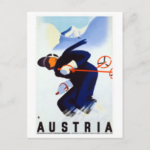 Vintages Österreich Skifahrerplakat Postkarte