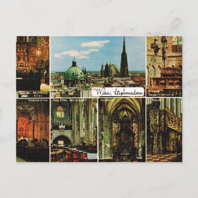 Vintages Österreich, Wien, Wien, StephansDom Postkarte (Vorderseite)