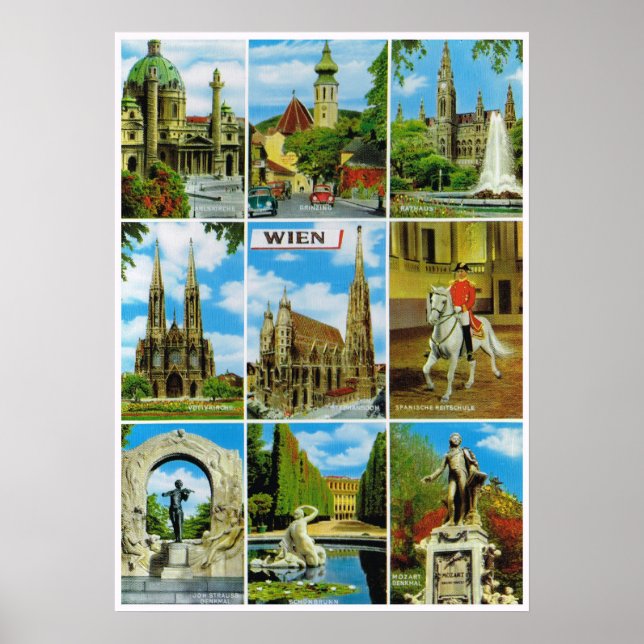 Vintages Österreich, Wien, Wien, Wien, draußen und Poster (Vorne)
