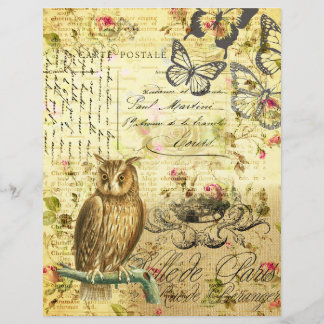 Vintages Owl Scrapbook Decoupage