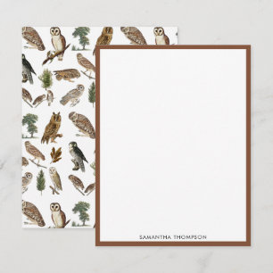 Vintages Owl Wasserfarbenwaldmuster Mitteilungskarte