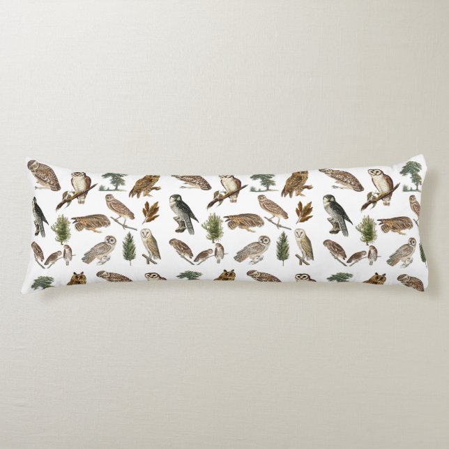 Vintages Owl Wasserfarbenwaldmuster Seitenschläferkissen (Vorderseite)