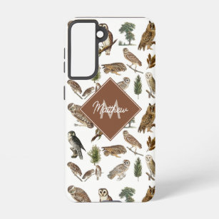 Vintages Owl Watercolor Forest Muster Monogramm Samsung Galaxy Hülle