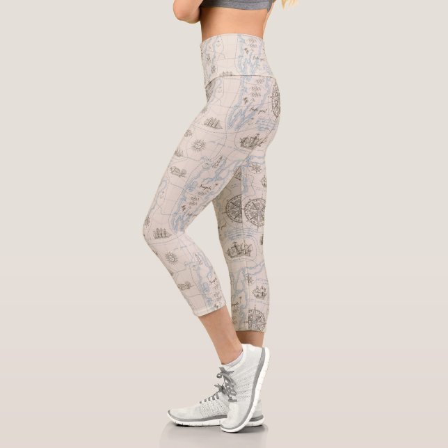 Vintages Ozeandiagramm Capri Leggings (Links)