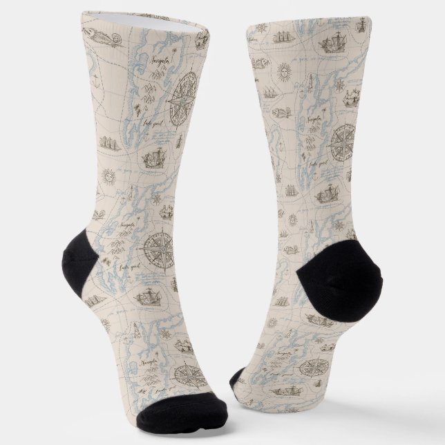 Vintages Ozeandiagramm Socken (Gewinkelt)