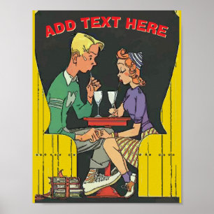Vintages Paar mit Soda Poster