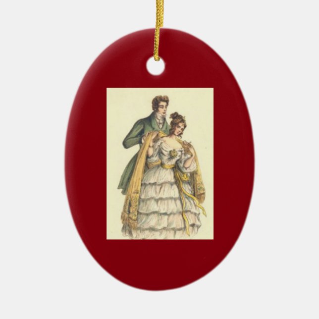 Vintages Paar Viktorianischer Weihnachtsbaum Keramik Ornament (Vorne)