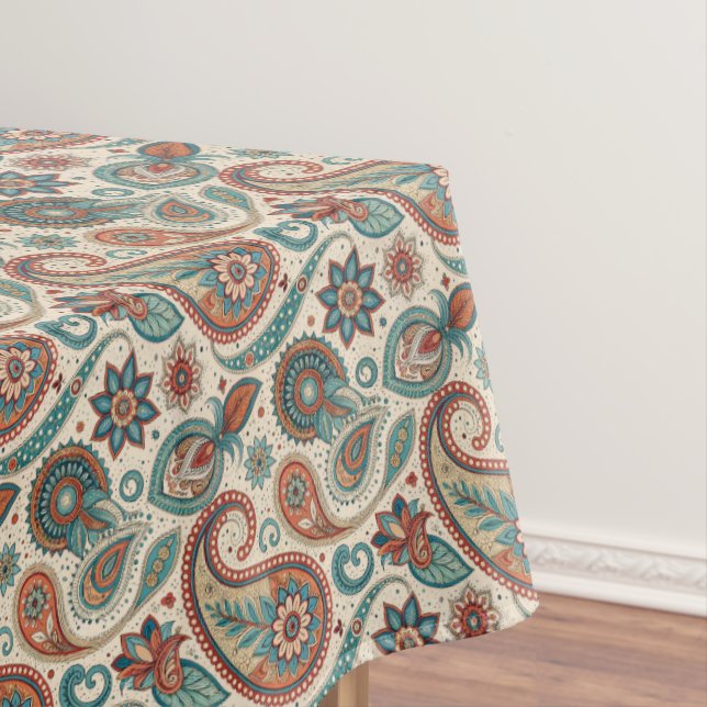 Vintages Paisley in Aquamariner Creme Tischdecke (Beispiel)