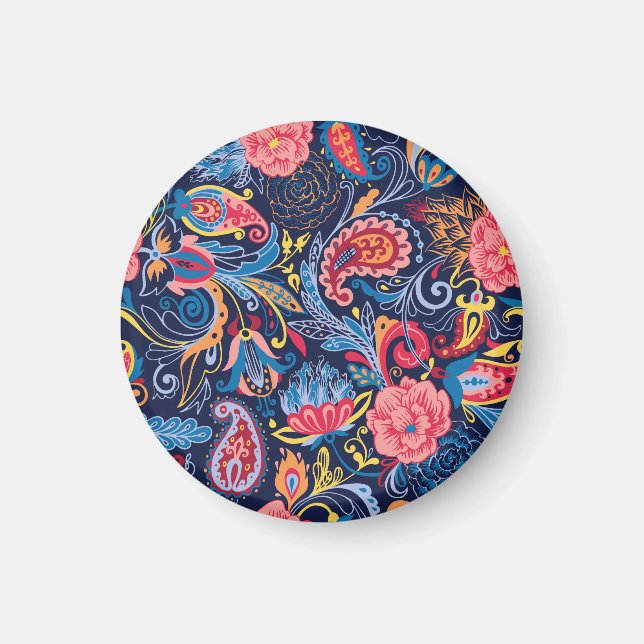 Vintages Paisley Nahtloses Muster Magnet (Vorne)
