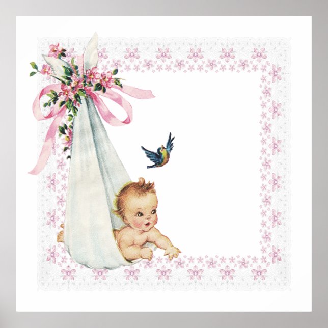 Vintages Paket von Joy Pink Baby Girl Poster (Vorne)