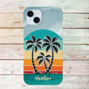 Vintages Palm Tree Silhouette Beach Sunset Monogra Case-Mate iPhone Hülle