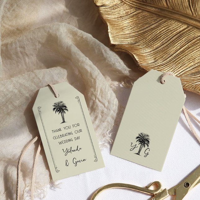 Vintages Palmenbaum-HochzeitsBrautparty Geschenkanhänger (Wedding Party Gift Tags - from my Vintage Palm Wedding Collection)