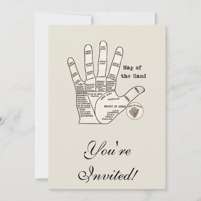 Vintages Palmlesen Einladung (Vorderseite)