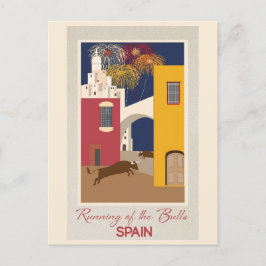 Vintages Pamplona Spanien Rennen der Bullen Reise Postkarte