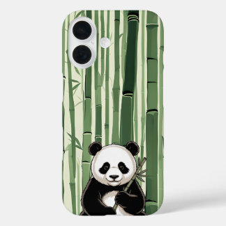 Vintages Panda-Telefongehäuse mit Bamboo iPhone 16 Hülle