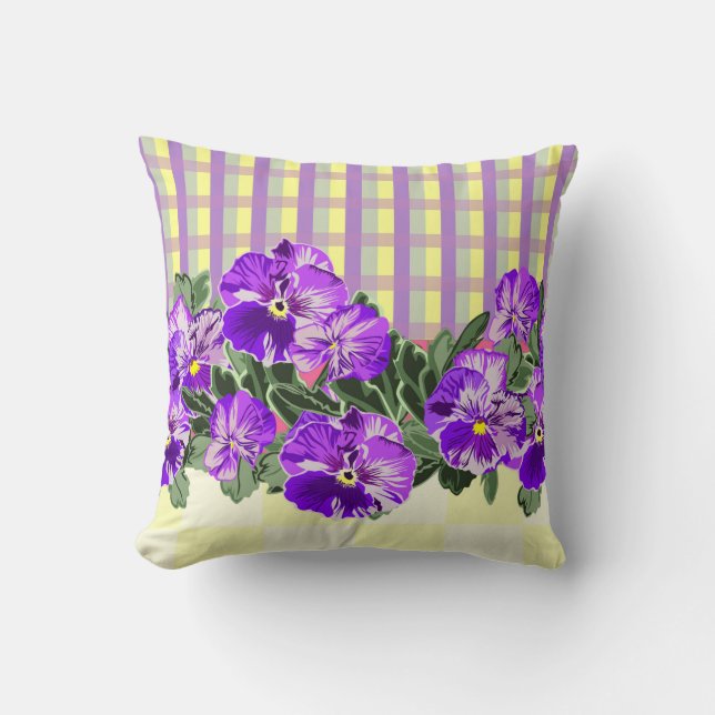 Vintages Pansy Square Kissen (Vorderseite)