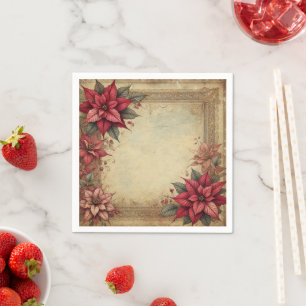 Vintages Papier Blumenpoinsettia Rahmen-Decoupage Serviette