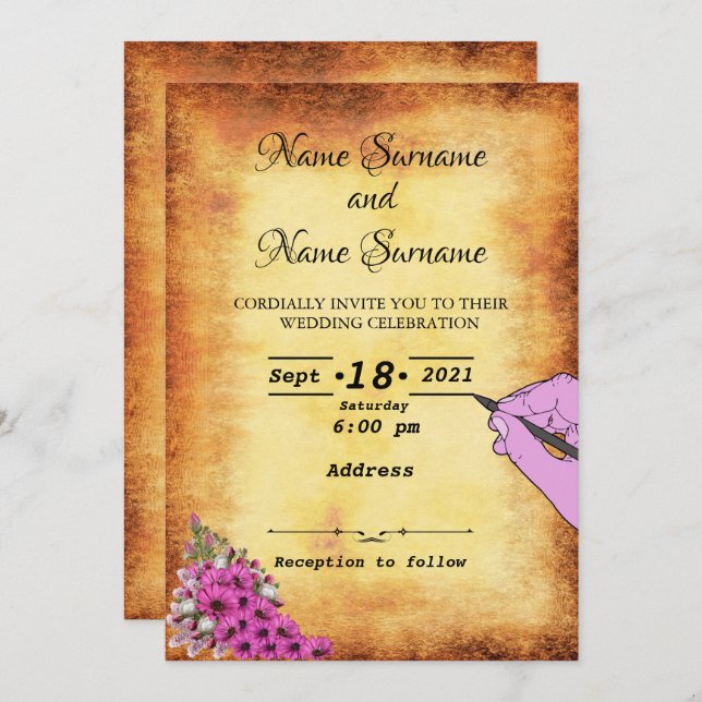 Vintages Papier Einladung (Vorne/Hinten)