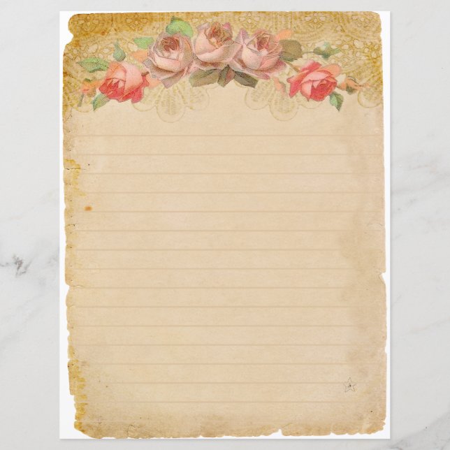 Vintages Papier mit Rose Junk Journal (Vorderseite)