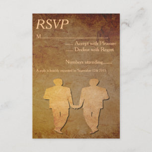 Vintages Papier Overlay Gay Wedding RSVP Karte