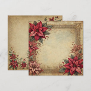 Vintages Papier Poinsettia Rahmen Scrapbook Einladung