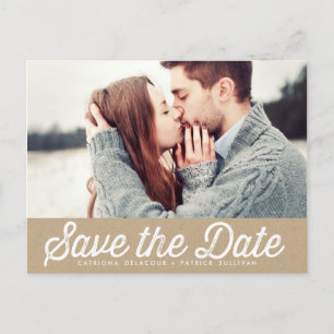 VINTAGES PAPIER RUSTISCHES FOTO SAVE THE DATE POST ANKÜNDIGUNGSPOSTKARTE