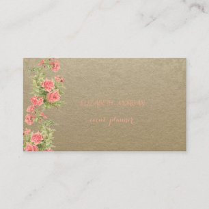 Vintages Papier, Spitze, Rose Visitenkarte
