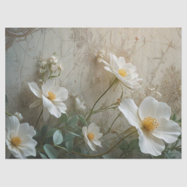 Vintages Papier und Frühlingsblumen (Vorderseite)