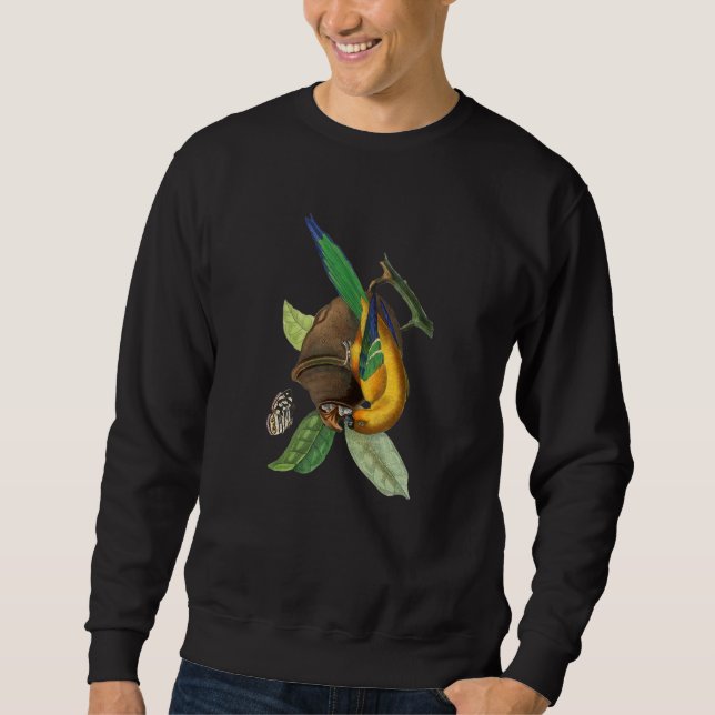Vintages Parakeet Bird Illustration Tier Sweatshirt (Vorderseite)