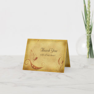 Vintages Parchment Blumenzehen Dankeschön-Karte Dankeskarte