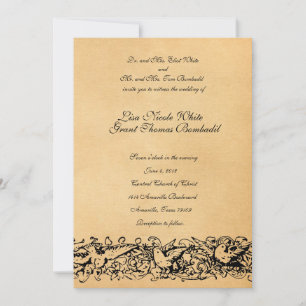 Vintages Parchment-Design Einladung zur Hochzeit
