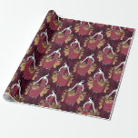 Vintages Paris Burgund Rot und Gold Geschenkpapier<br><div class="desc">Paris Vintag grunge burgundy art nouveau Muster Packpapier.</div>