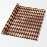 Vintages Paris Burgundy Red and Gold Diamond Geschenkpapier<br><div class="desc">Paris Vintag grunge bordeauxrot und goldene Diamanten Muster Packpapier.</div>