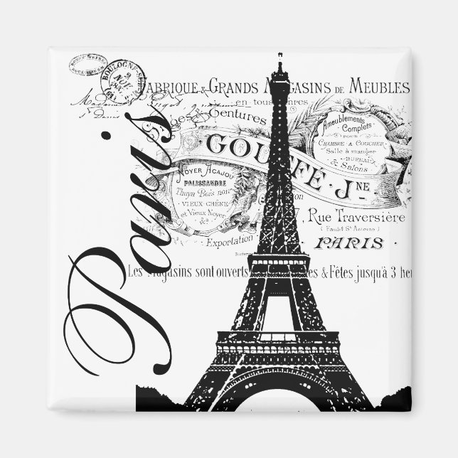 Vintages Paris-Eiffelturm-Label Magnet (Vorne)