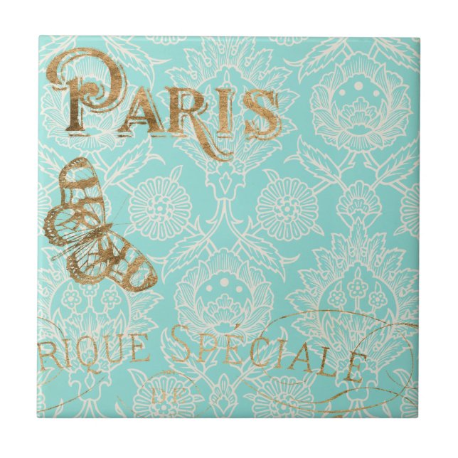 Vintages Paris-Gold-Design Fliese (Vorderseite)