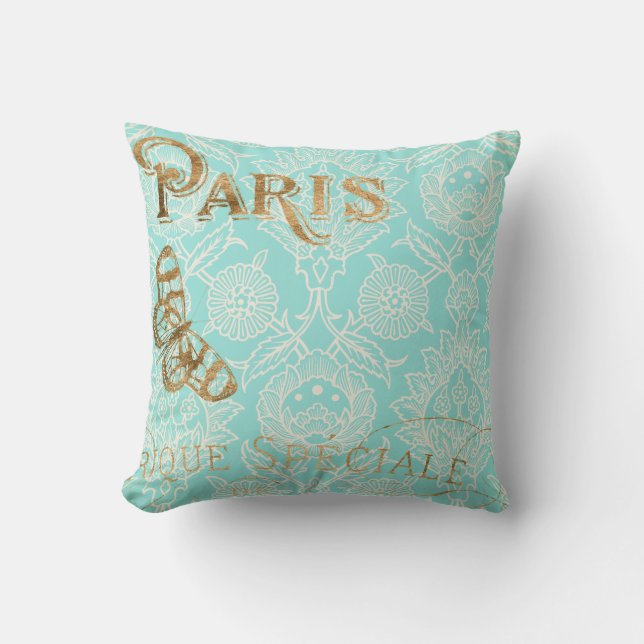 Vintages Paris-Gold-Design Kissen (Vorderseite)