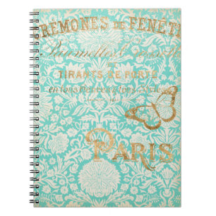 Vintages Paris-Gold-Design mit Schmetterling Notizblock