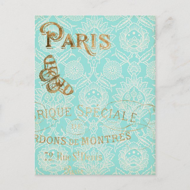 Vintages Paris-Gold-Design Postkarte (Vorderseite)