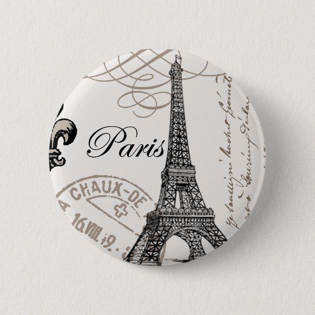 Vintages Paris… Knopf-Button Button (Vorderseite)