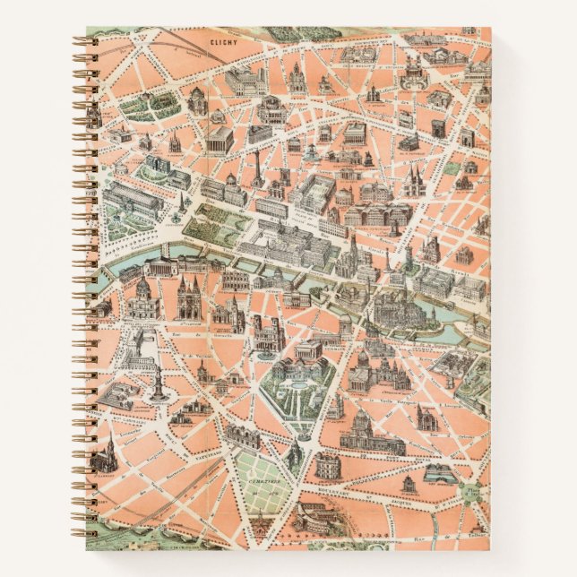 Vintages Paris Map Dot Grid Notebook Notizbuch (Vorderseite)