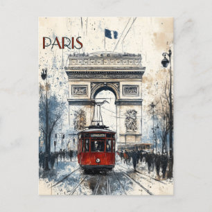 Vintages Paris mit dem Triumphbogen Postkarte