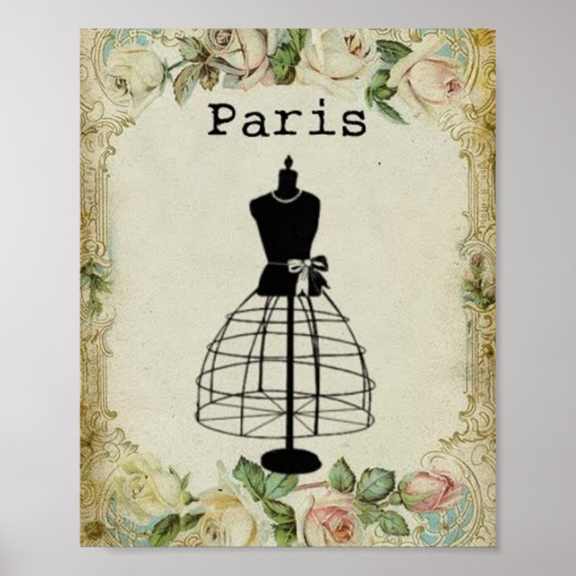 Vintages Paris Mode Dress Form Poster (Vorne)