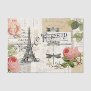 Vintages Paris Roses Ephemere Tissue Paper Seidenpapier